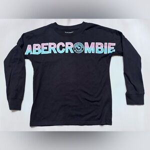 Abercrombie Kids Black Long Sleeve Tee with Multicolor Logo